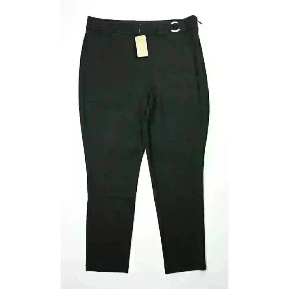 NEW! MICHAEL Michael Kors Women's XL Logo Slim Ankle Pants In Black NWT $110